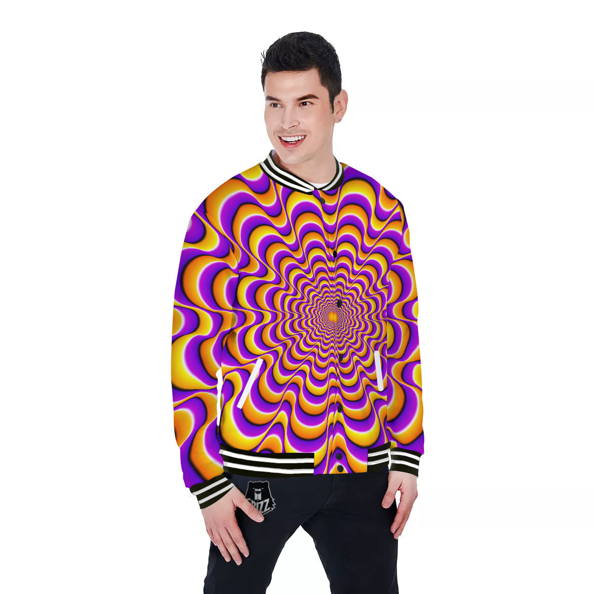 Illusion Optical Wave Psychedelic Baseball Jacket-grizzshop