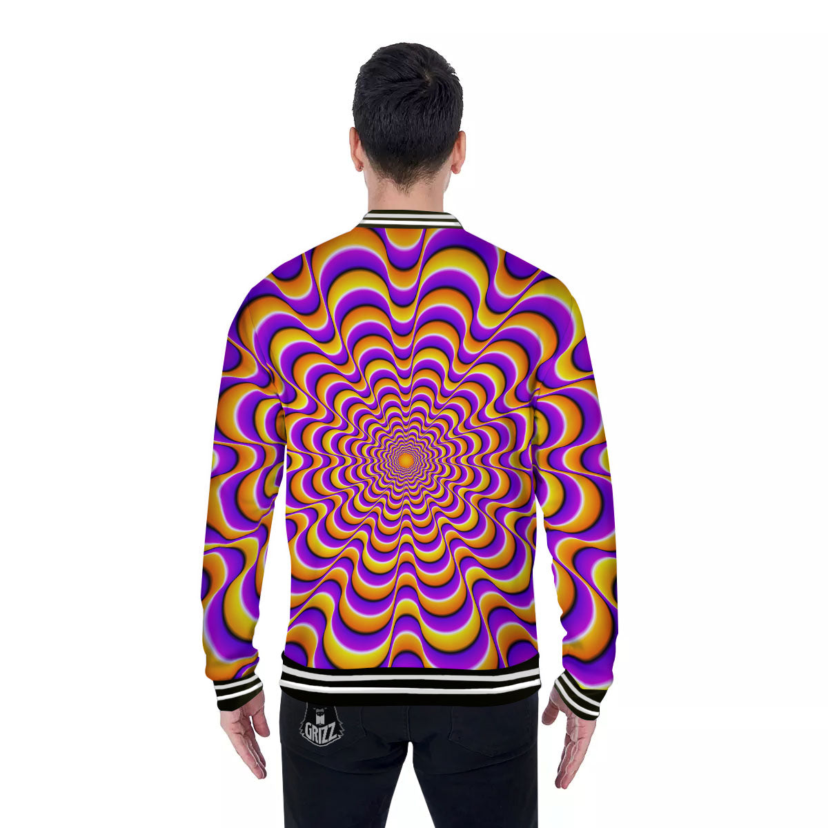 Illusion Optical Wave Psychedelic Baseball Jacket-grizzshop
