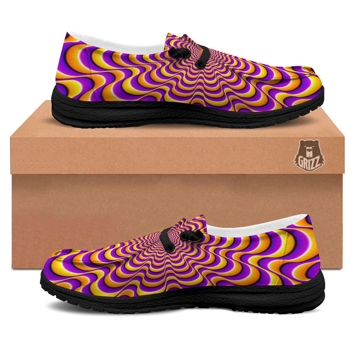 Illusion Optical Wave Psychedelic Black Loafers-grizzshop