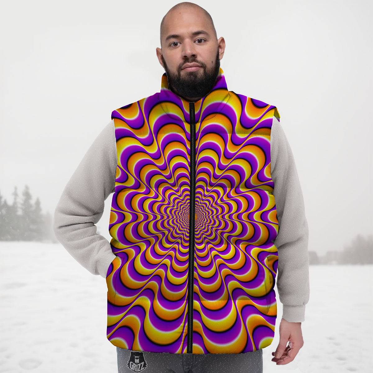Illusion Optical Wave Psychedelic Down Vest