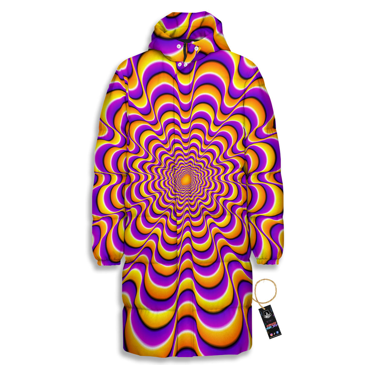 Illusion Optical Wave Psychedelic Long Down Jacket-grizzshop