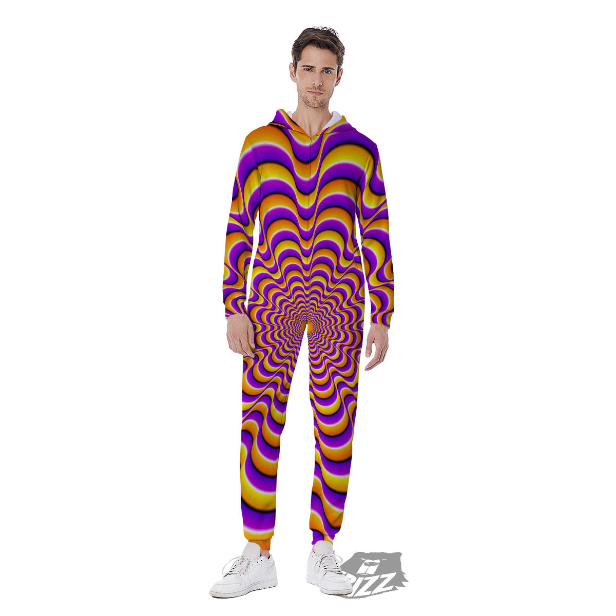 Illusion Optical Wave Psychedelic Men's Jumpsuit-grizzshop