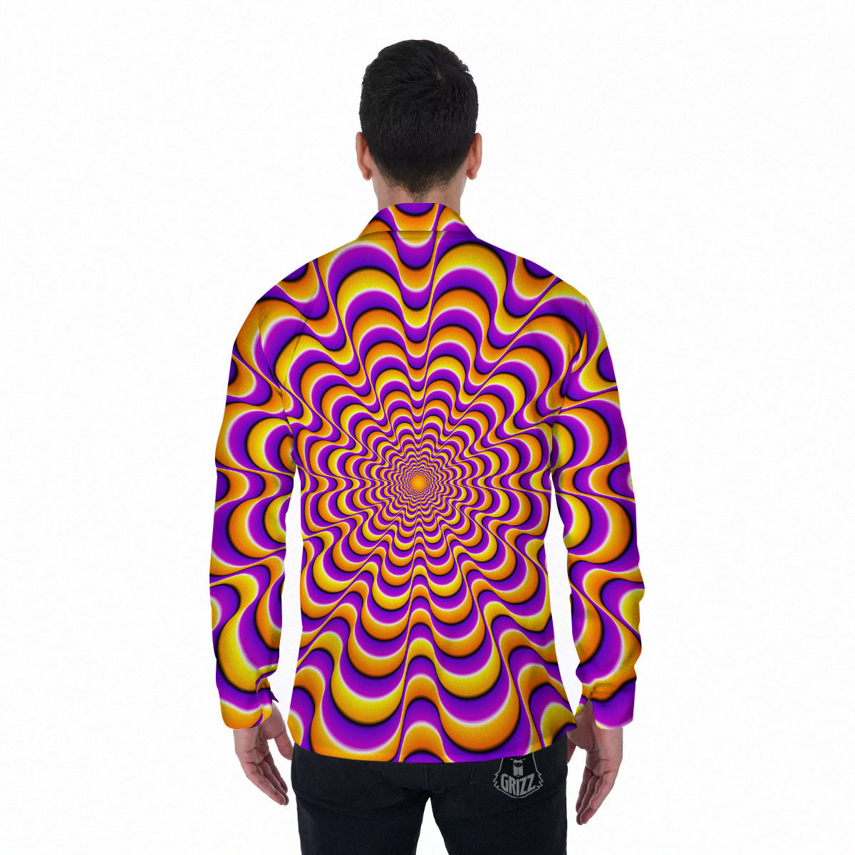 Illusion Optical Wave Psychedelic Men's Long Sleeve Shirts-grizzshop