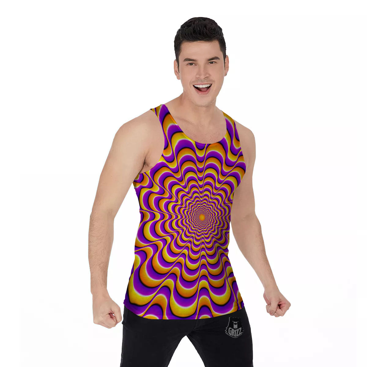 Illusion Optical Wave Psychedelic Men's Tank Top-grizzshop