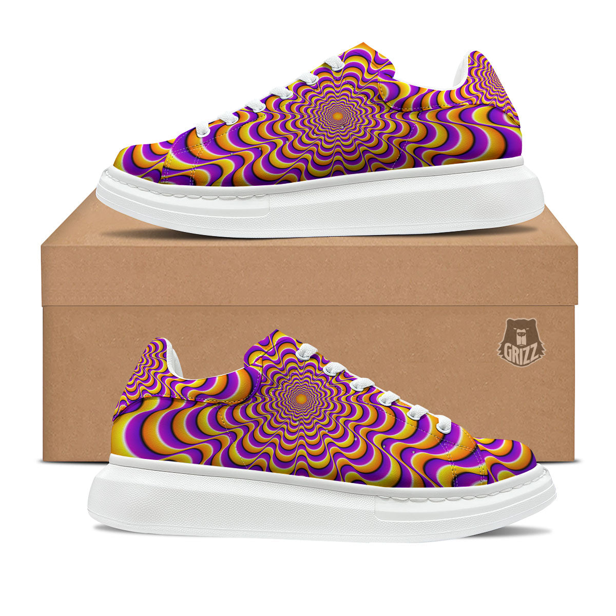 Illusion Optical Wave Psychedelic Platform Shoes-grizzshop