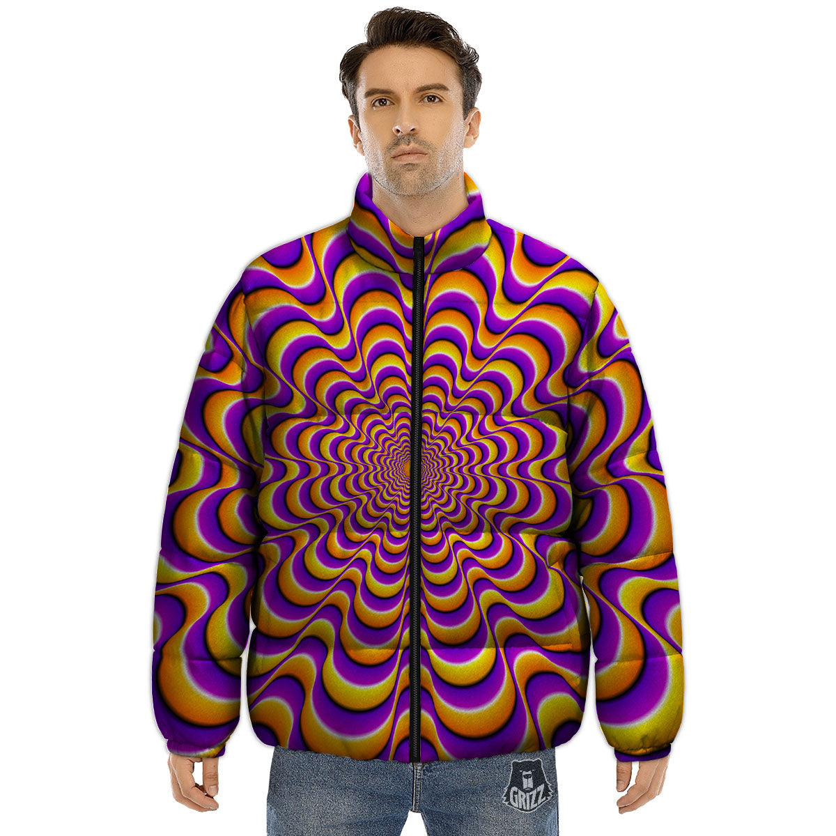 Illusion Optical Wave Psychedelic Puffer Jacket-grizzshop