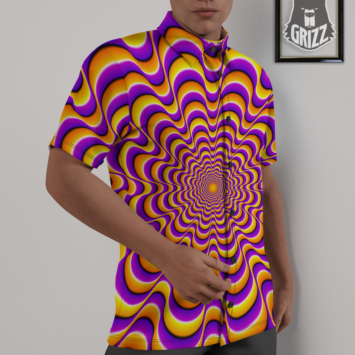 Illusion Optical Wave Psychedelic Untucked Shirts-grizzshop