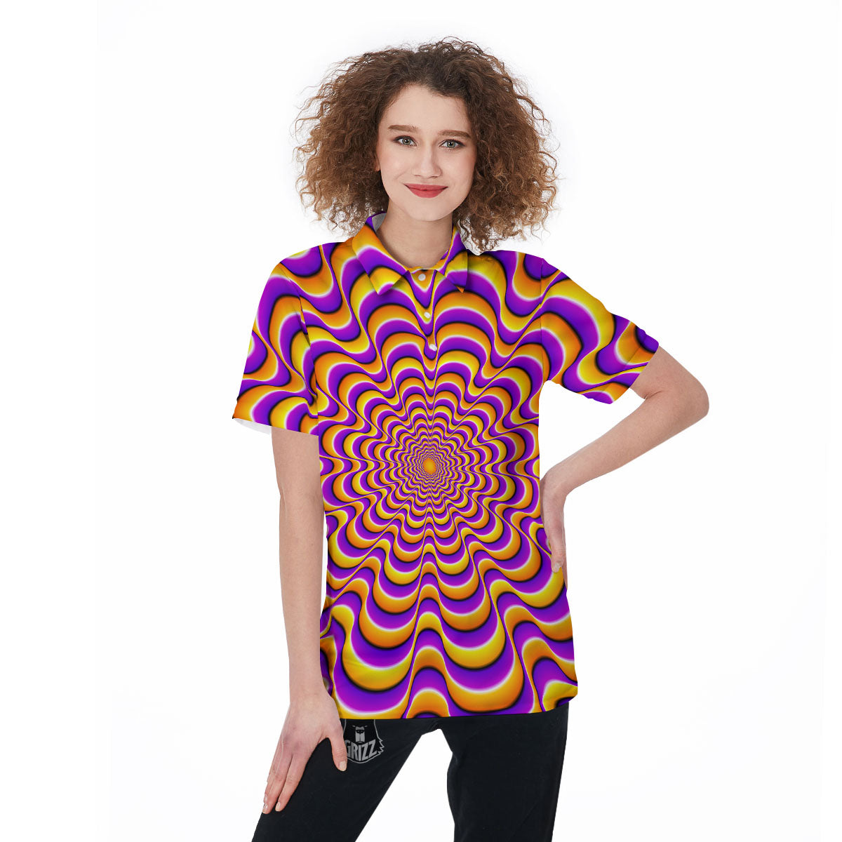 Illusion Optical Wave Psychedelic Women's Golf Shirts-grizzshop