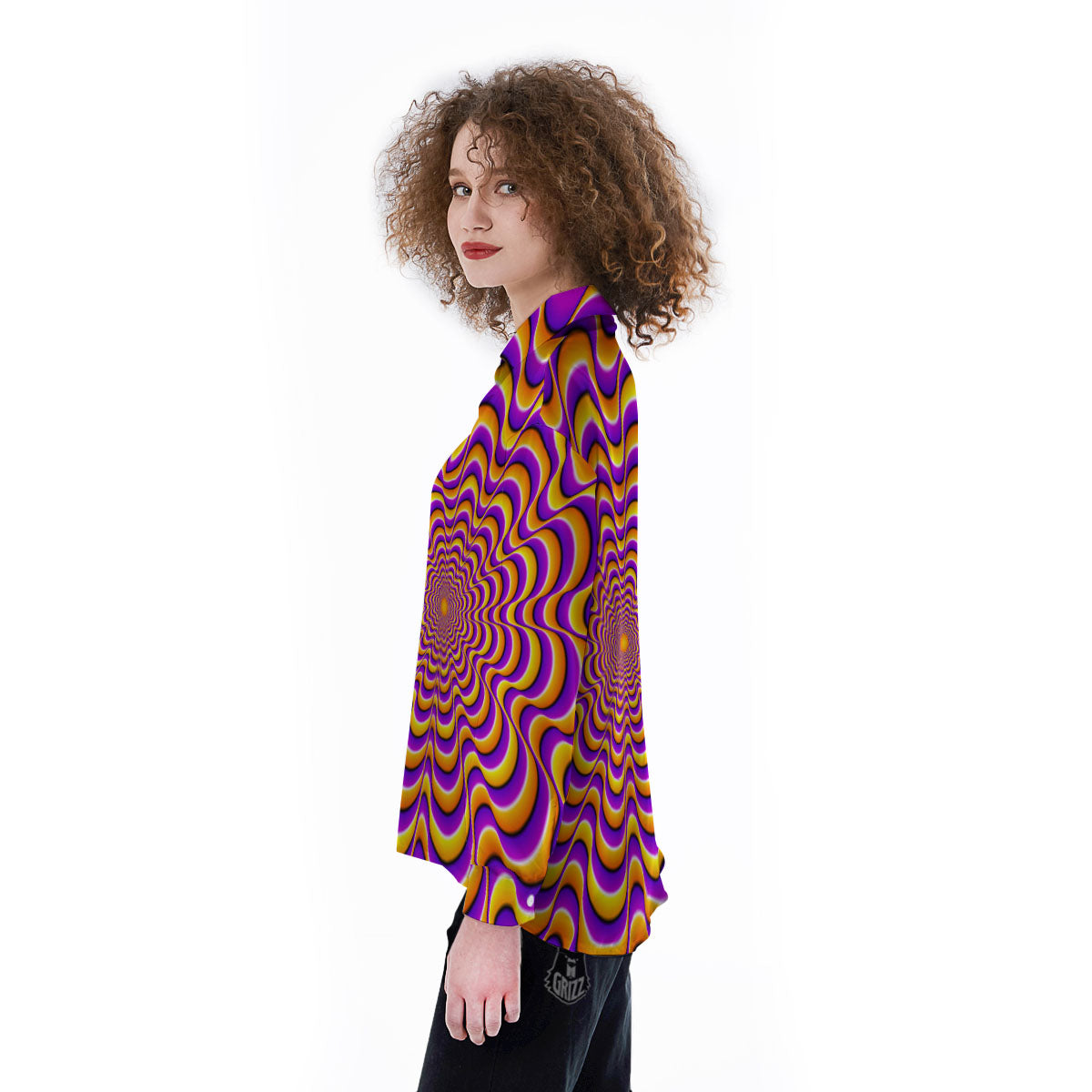 Illusion Optical Wave Psychedelic Women's Long Sleeve Shirts-grizzshop