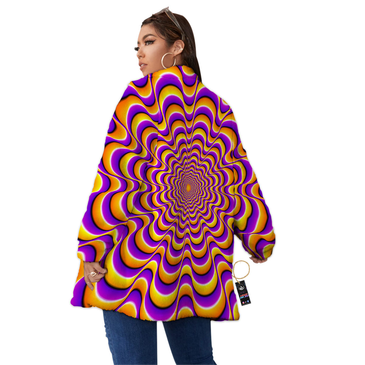 Illusion Optical Wave Psychedelic Women's Sherpa Jacket-grizzshop