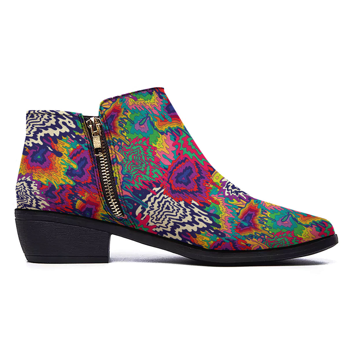 Illusion Psychedelic Print Pattern Ankle Boots-grizzshop