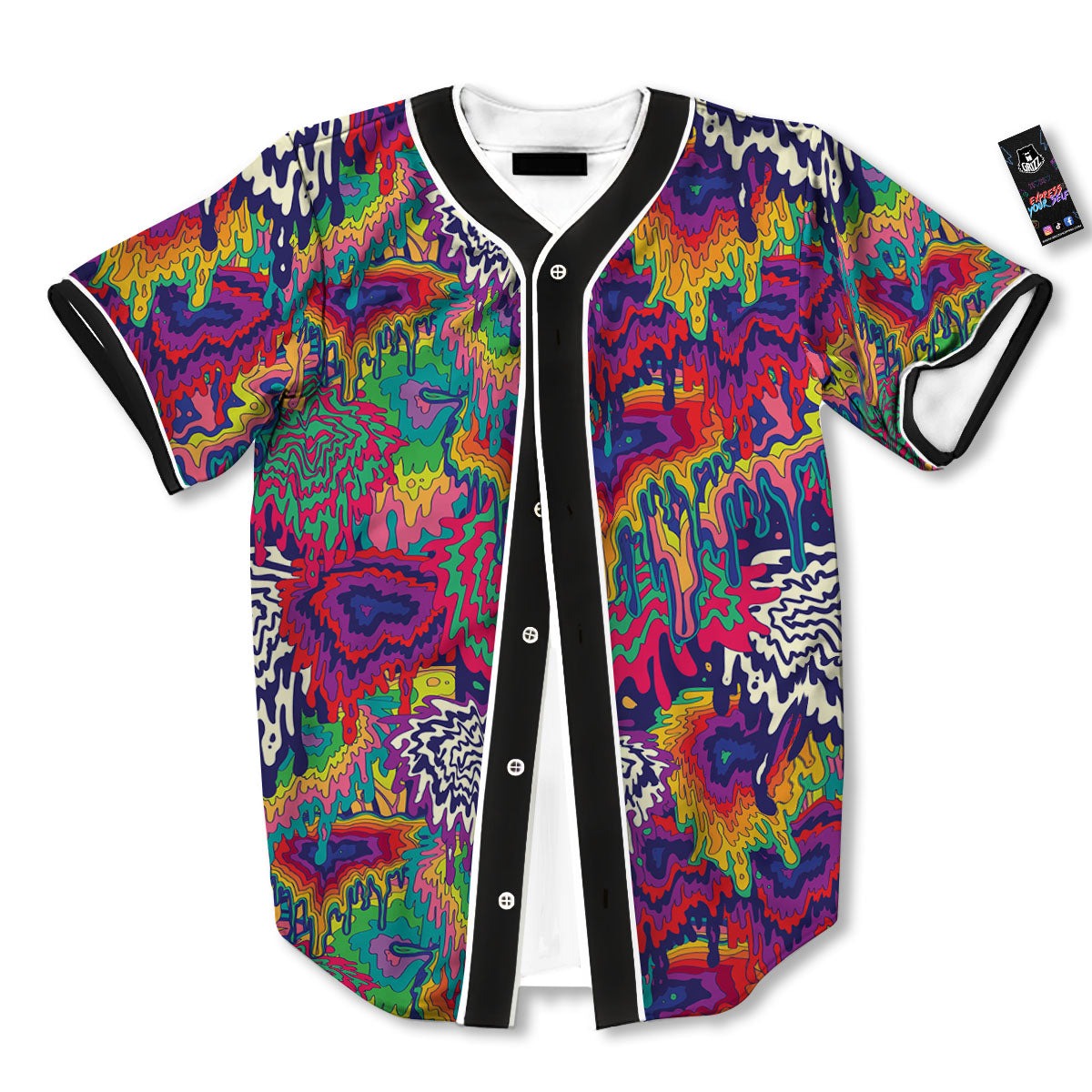 Illusion Psychedelic Print Pattern Baseball Jersey-grizzshop