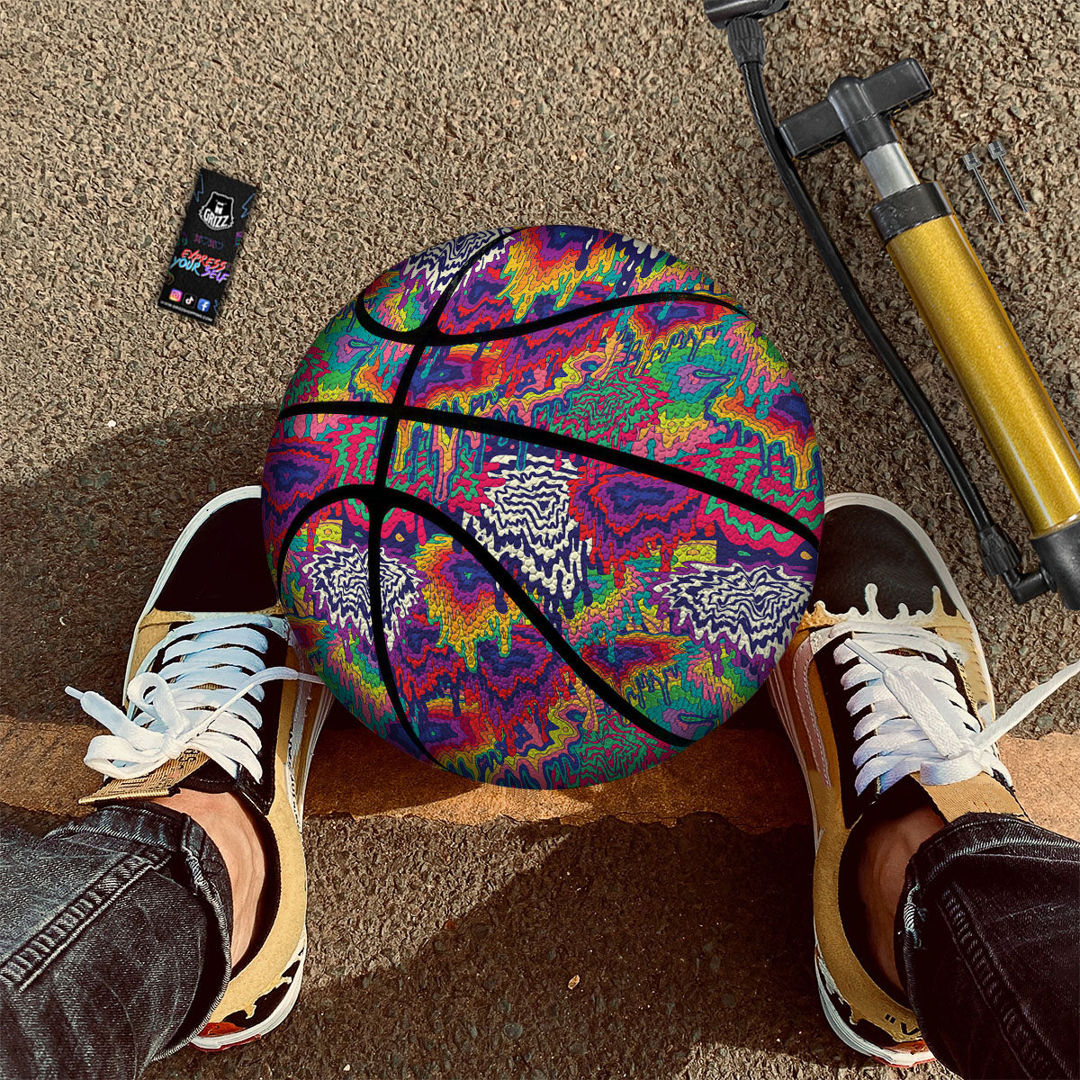 Illusion Psychedelic Print Pattern Basketball-grizzshop