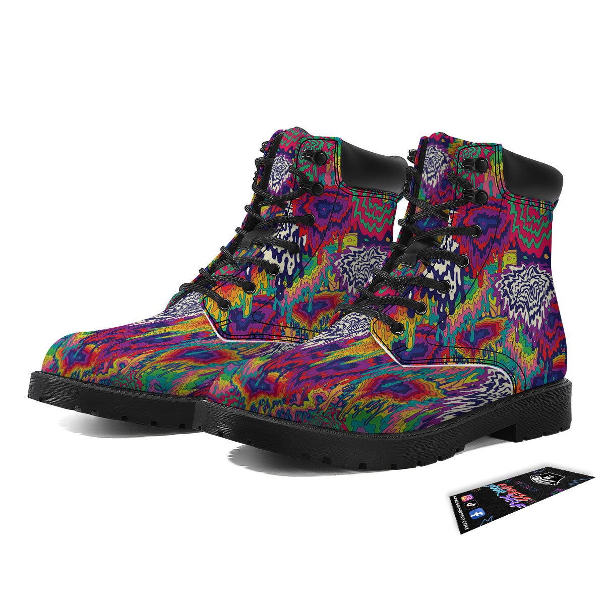 Illusion Psychedelic Print Pattern Boots-grizzshop