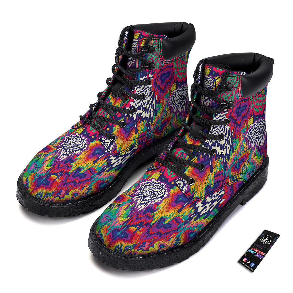 Illusion Psychedelic Print Pattern Boots-grizzshop