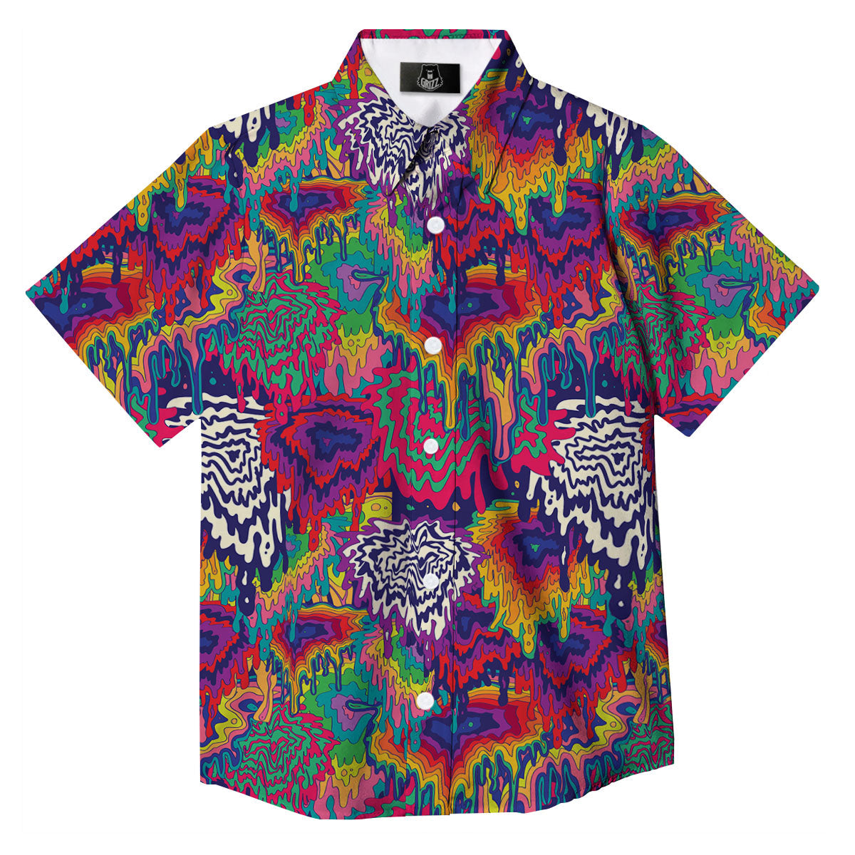 Illusion Psychedelic Print Pattern Button Up Shirt-grizzshop