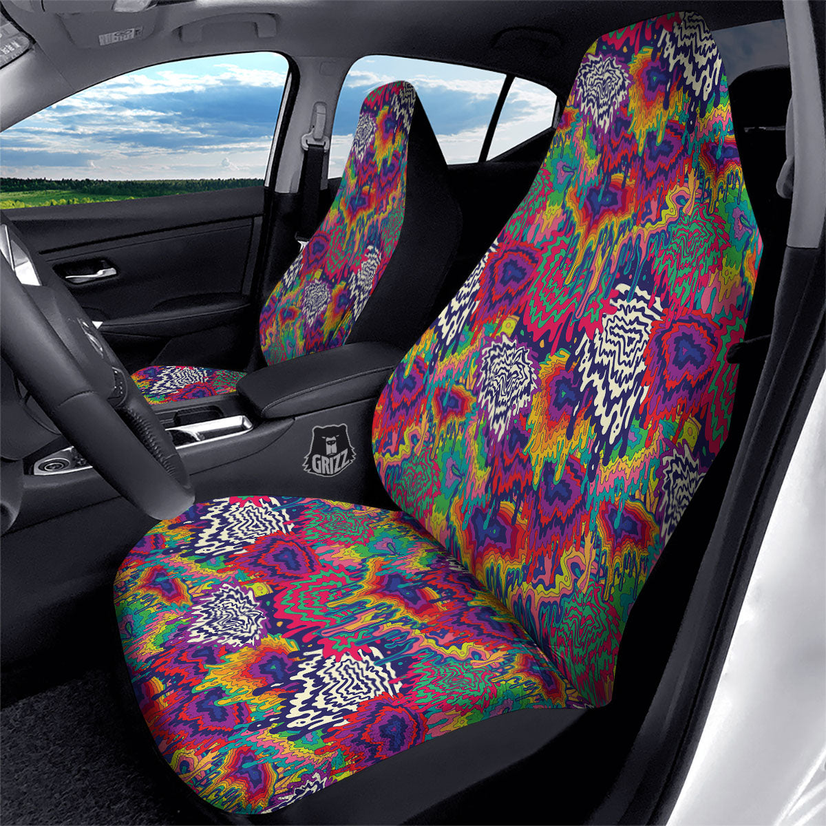 Illusion Psychedelic Print Pattern Car Seat Covers-grizzshop
