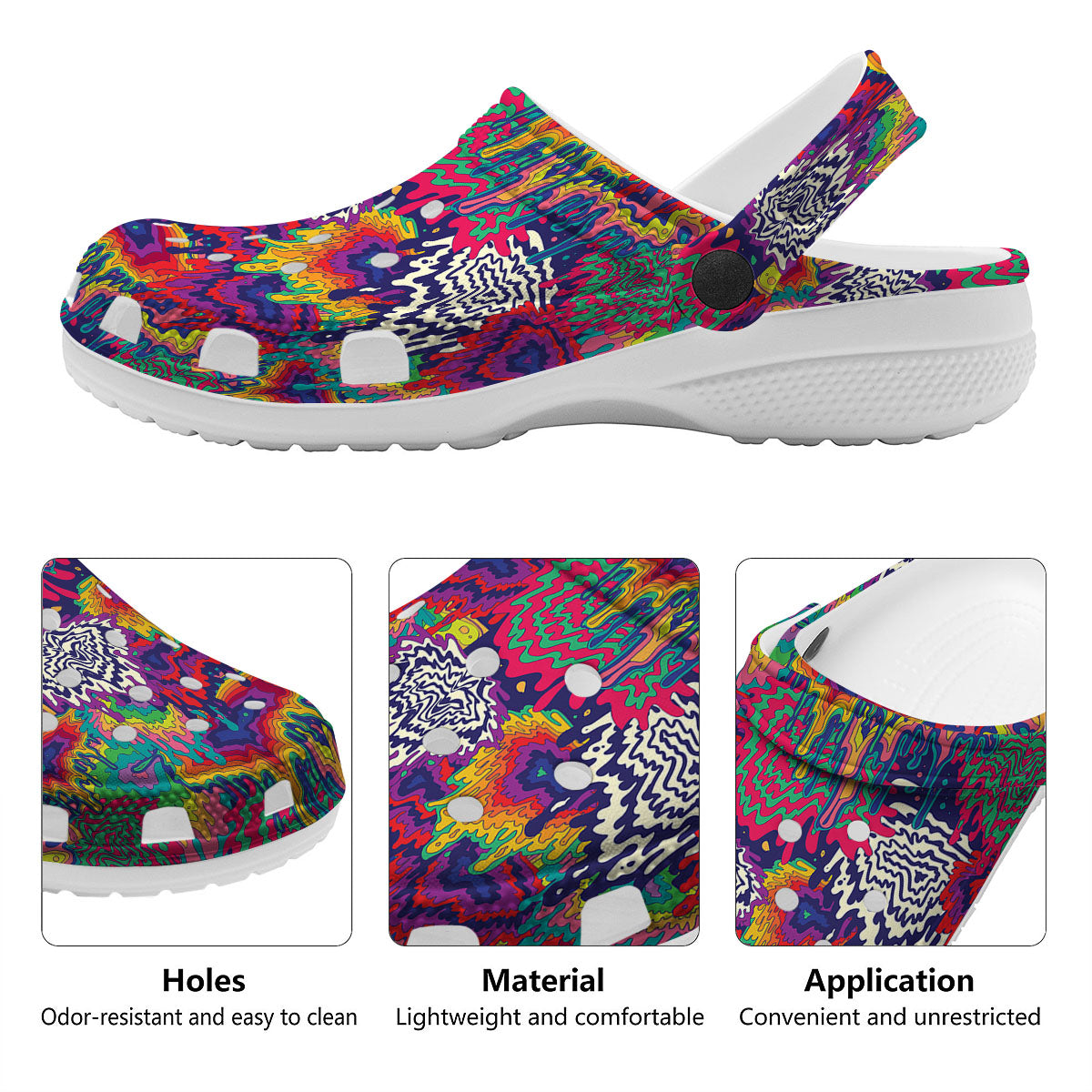 Illusion Psychedelic Print Pattern Clog-grizzshop