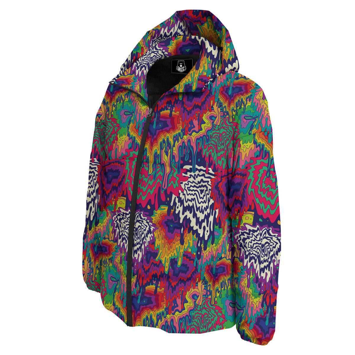 Illusion Psychedelic Print Pattern Down Jacket-grizzshop