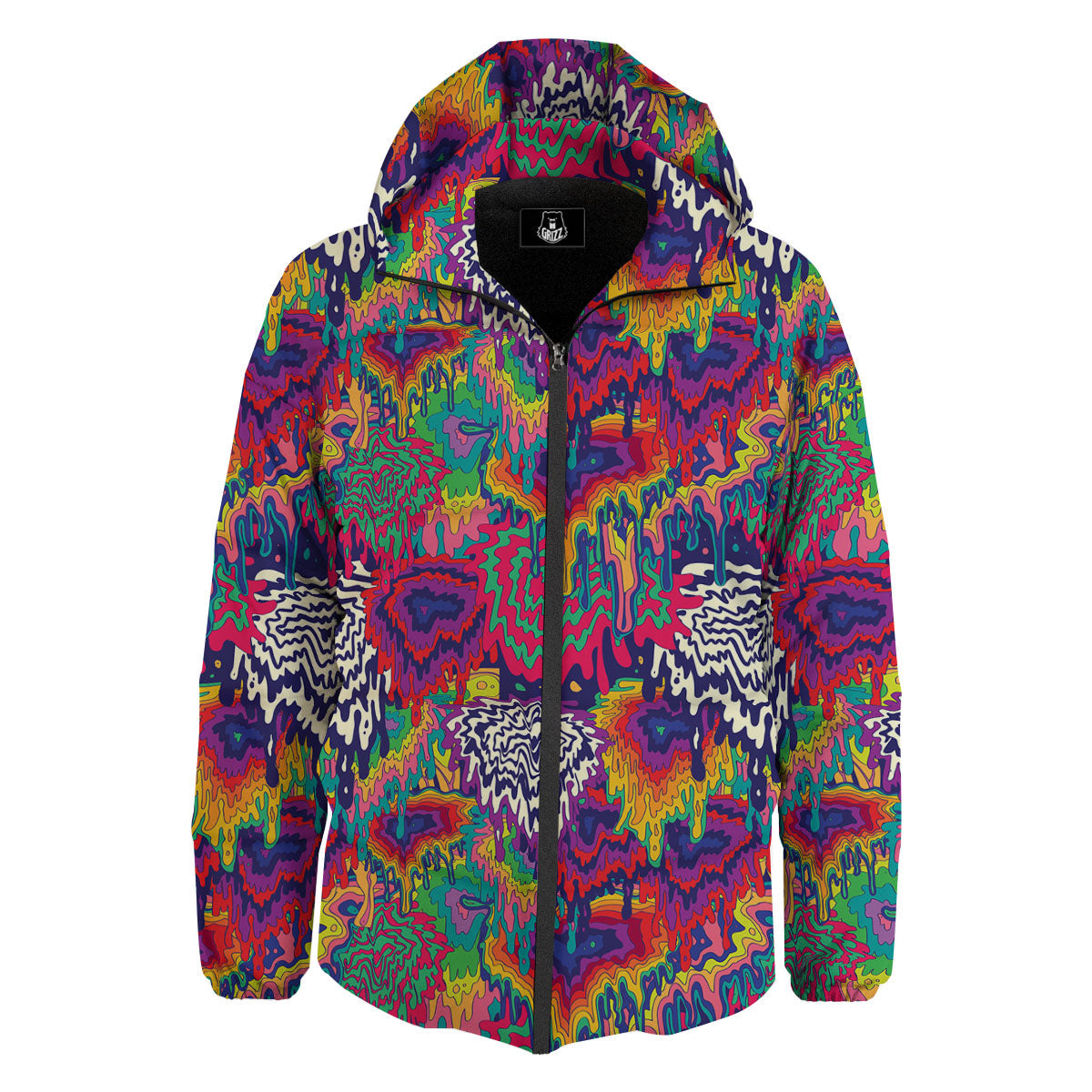 Illusion Psychedelic Print Pattern Down Jacket-grizzshop