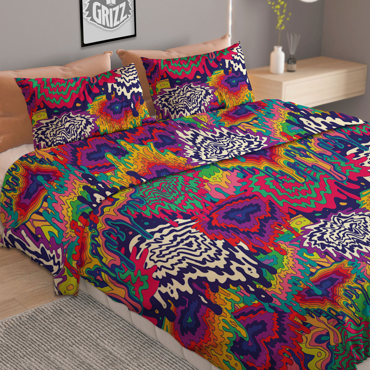 Indian Elephant Black Grey And White Print Pattern Duvet Cover Bedding Set