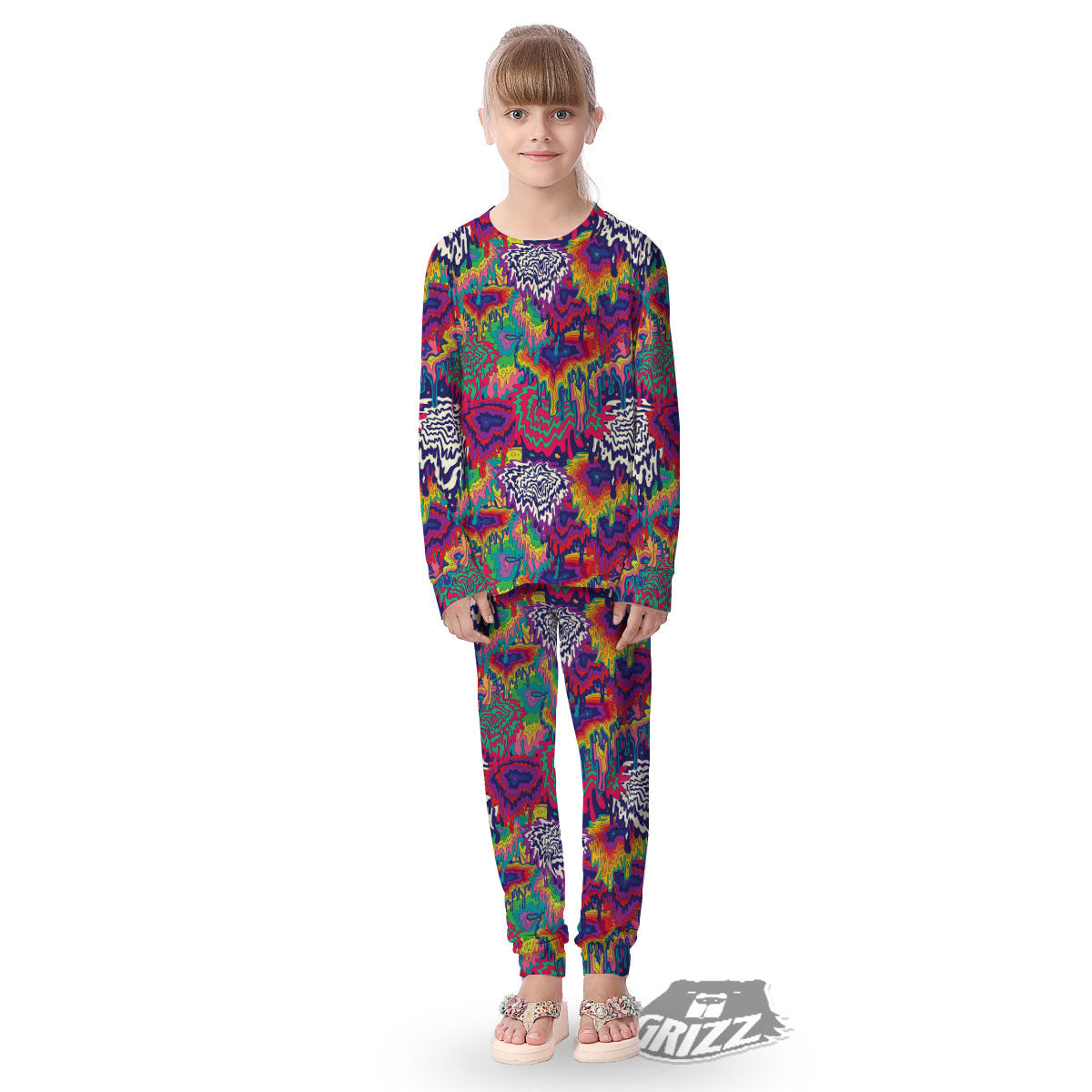 Illusion Psychedelic Print Pattern Kid's Pajamas-grizzshop