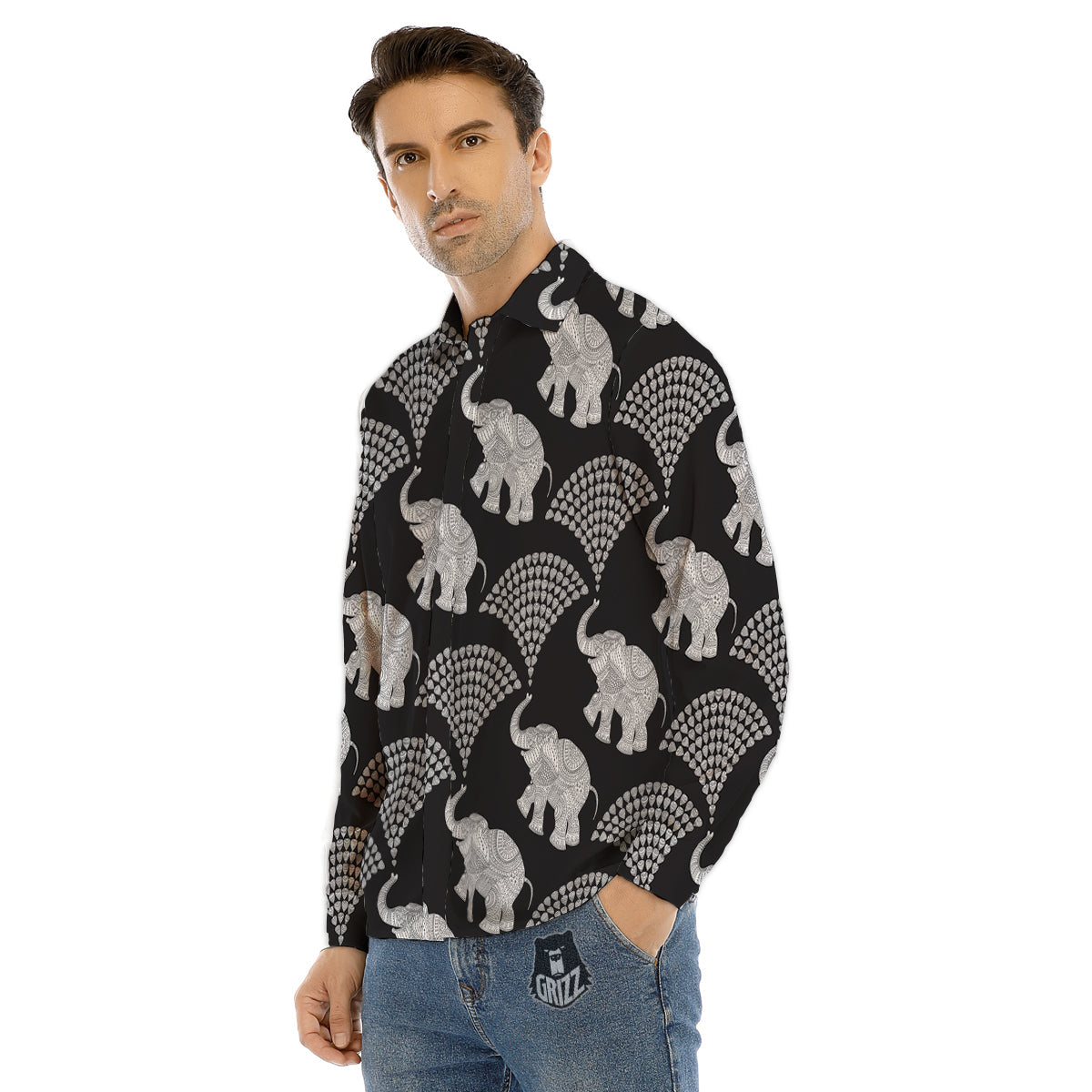 Illusion Psychedelic Print Pattern Men's Dress Shirts-grizzshop