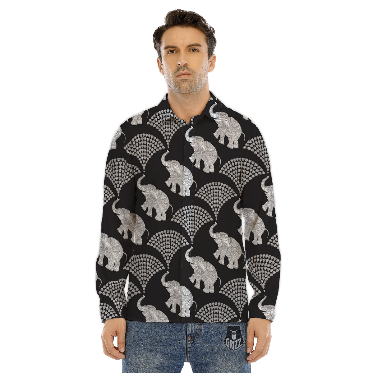 Illusion Psychedelic Print Pattern Men's Dress Shirts-grizzshop