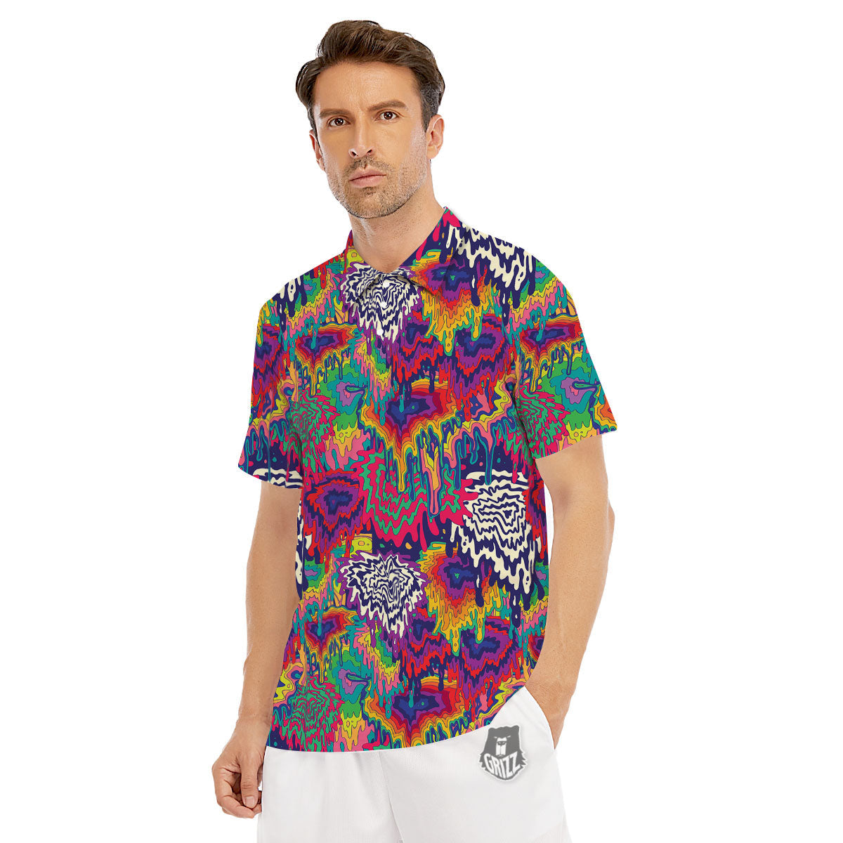 Illusion Psychedelic Print Pattern Men's Golf Shirts-grizzshop