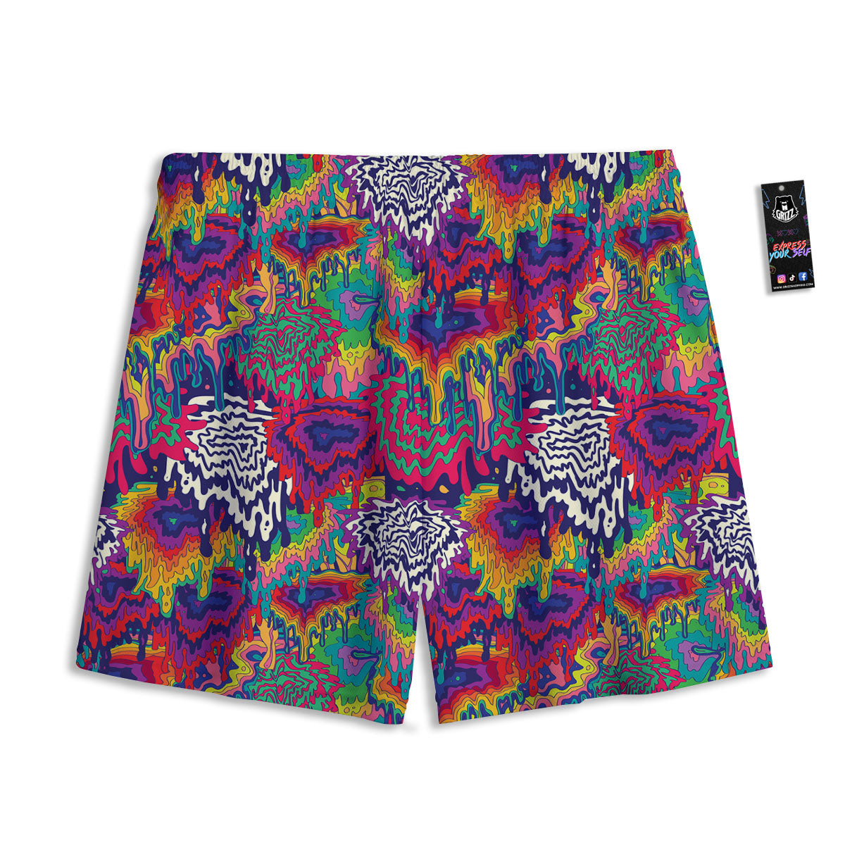 Illusion Psychedelic Print Pattern Mesh Shorts