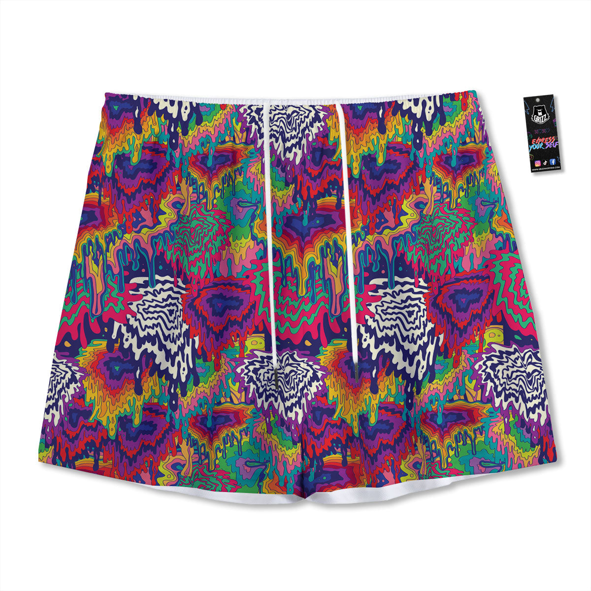 Illusion Psychedelic Print Pattern Mesh Shorts
