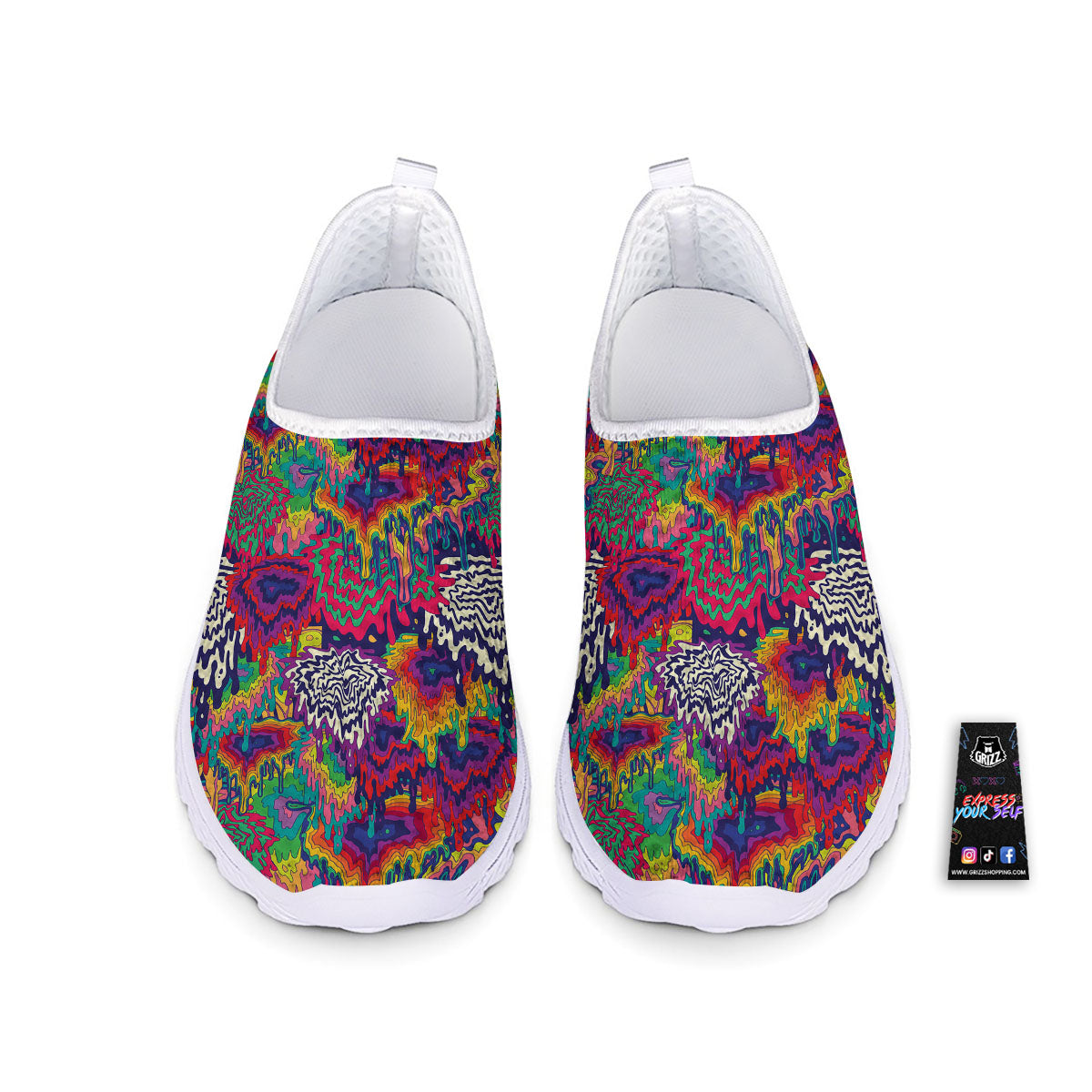 Illusion Psychedelic Print Pattern Nurse Shoes-grizzshop