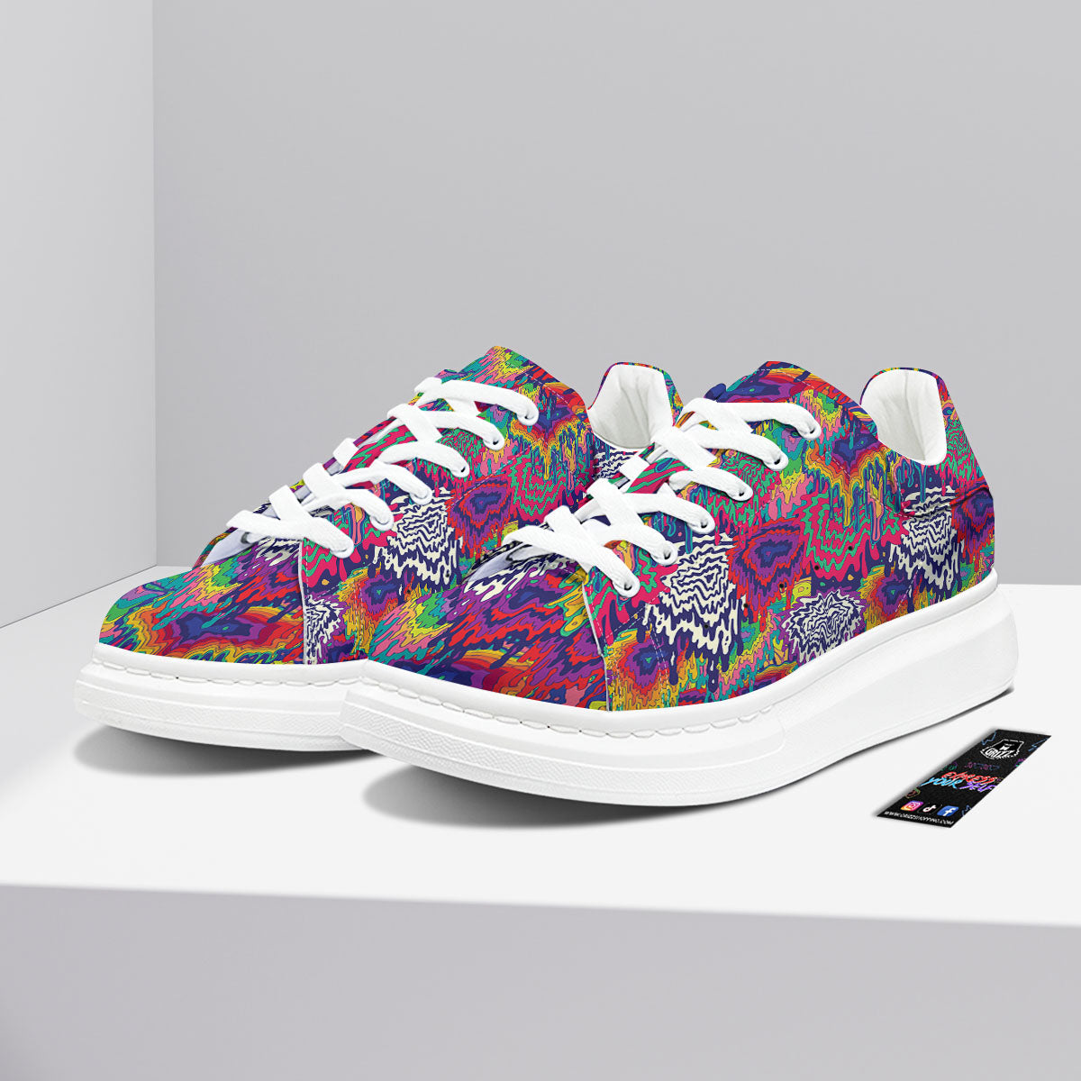 Illusion Psychedelic Print Pattern Platform Shoes-grizzshop