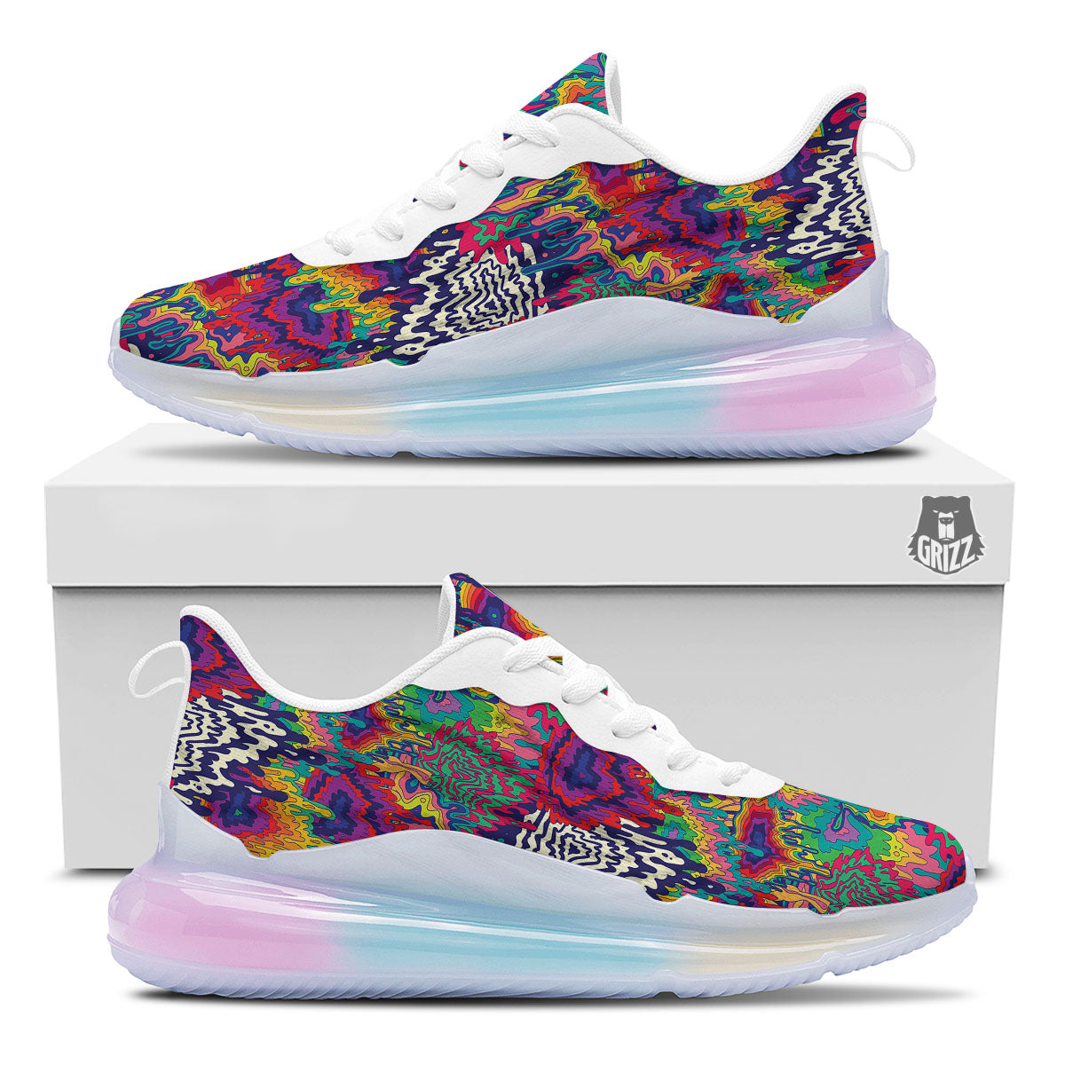 Illusion Psychedelic Print Pattern Running Sneakers-grizzshop