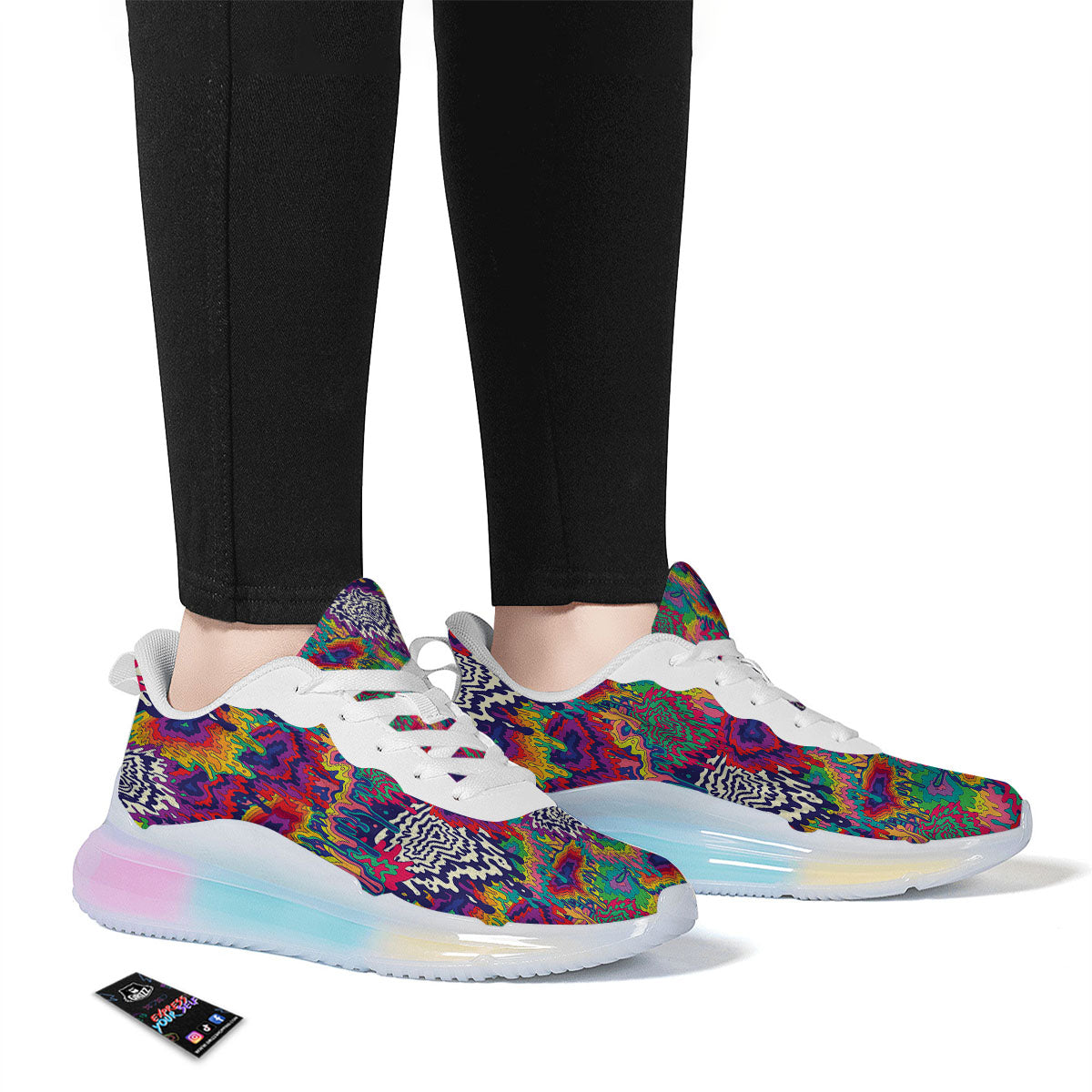 Illusion Psychedelic Print Pattern Running Sneakers-grizzshop