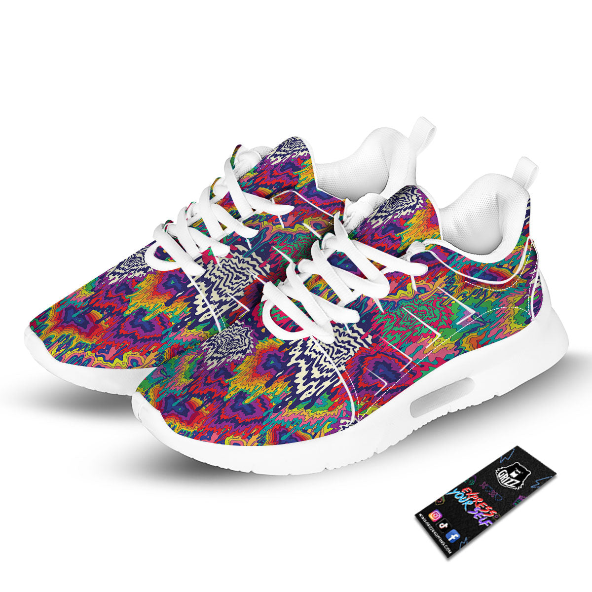 Illusion Psychedelic Print Pattern Tennis Shoes-grizzshop