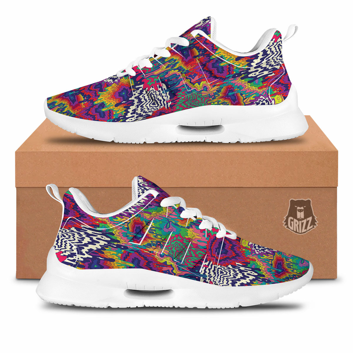 Illusion Psychedelic Print Pattern Tennis Shoes-grizzshop