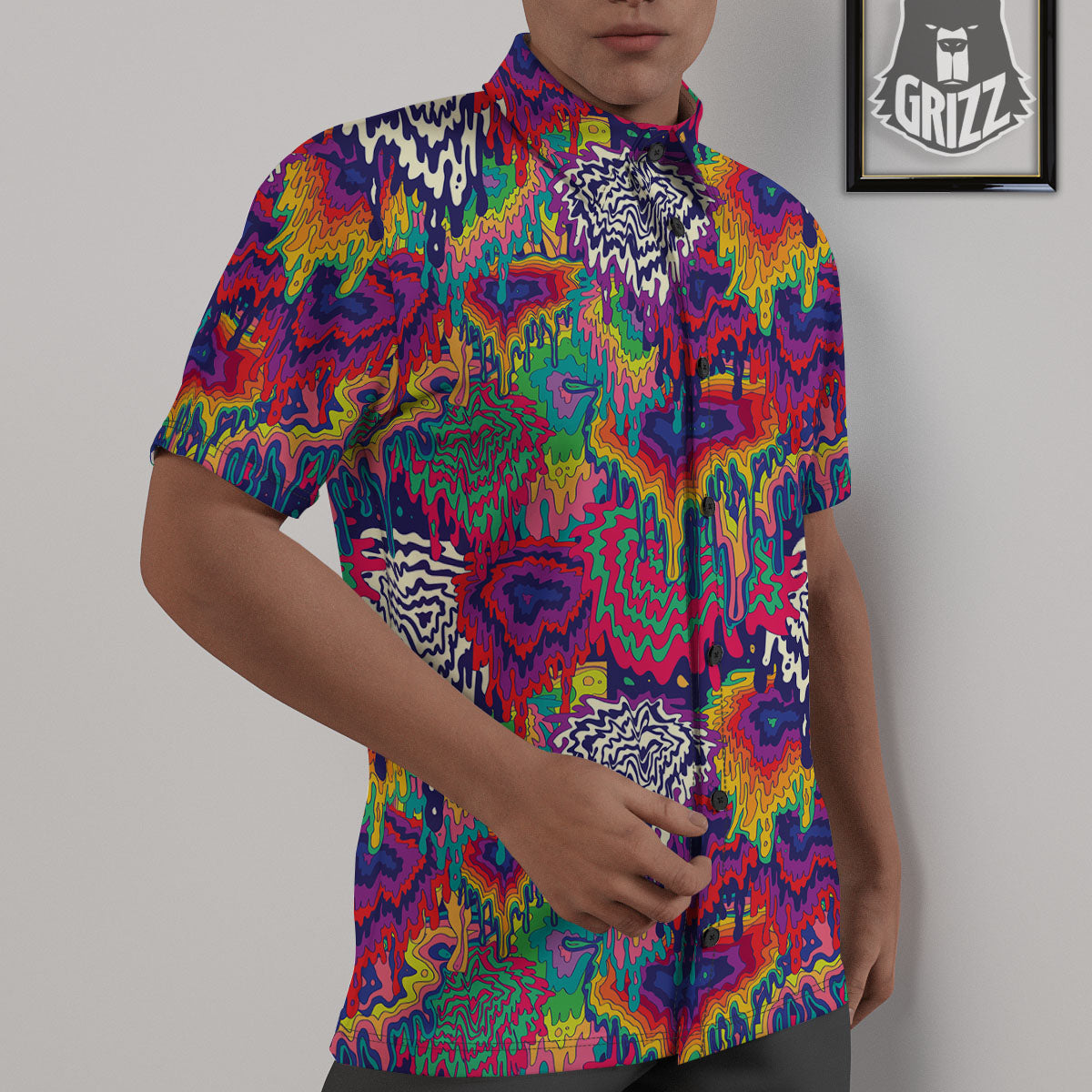 Illusion Psychedelic Print Pattern Untucked Shirts-grizzshop