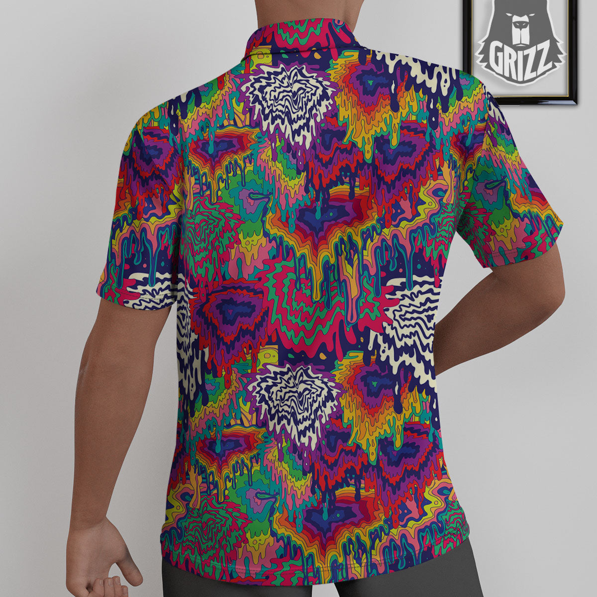 Illusion Psychedelic Print Pattern Untucked Shirts-grizzshop