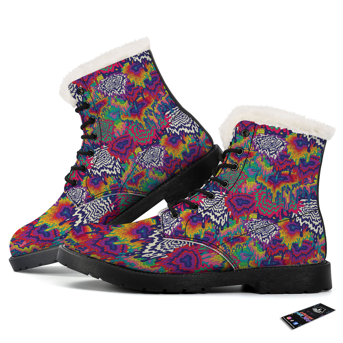 Illusion Psychedelic Print Pattern Winter Boots-grizzshop