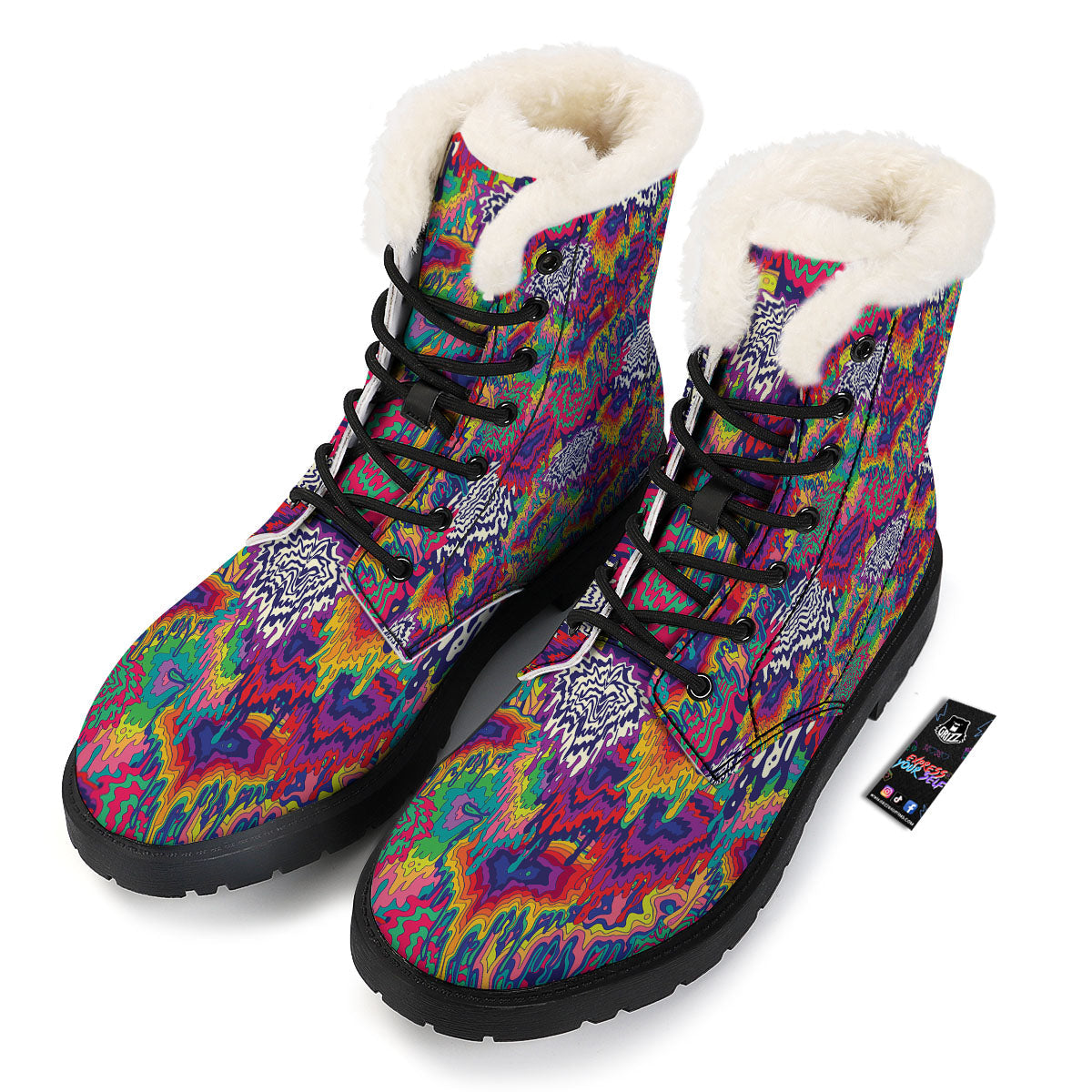 Illusion Psychedelic Print Pattern Winter Boots-grizzshop