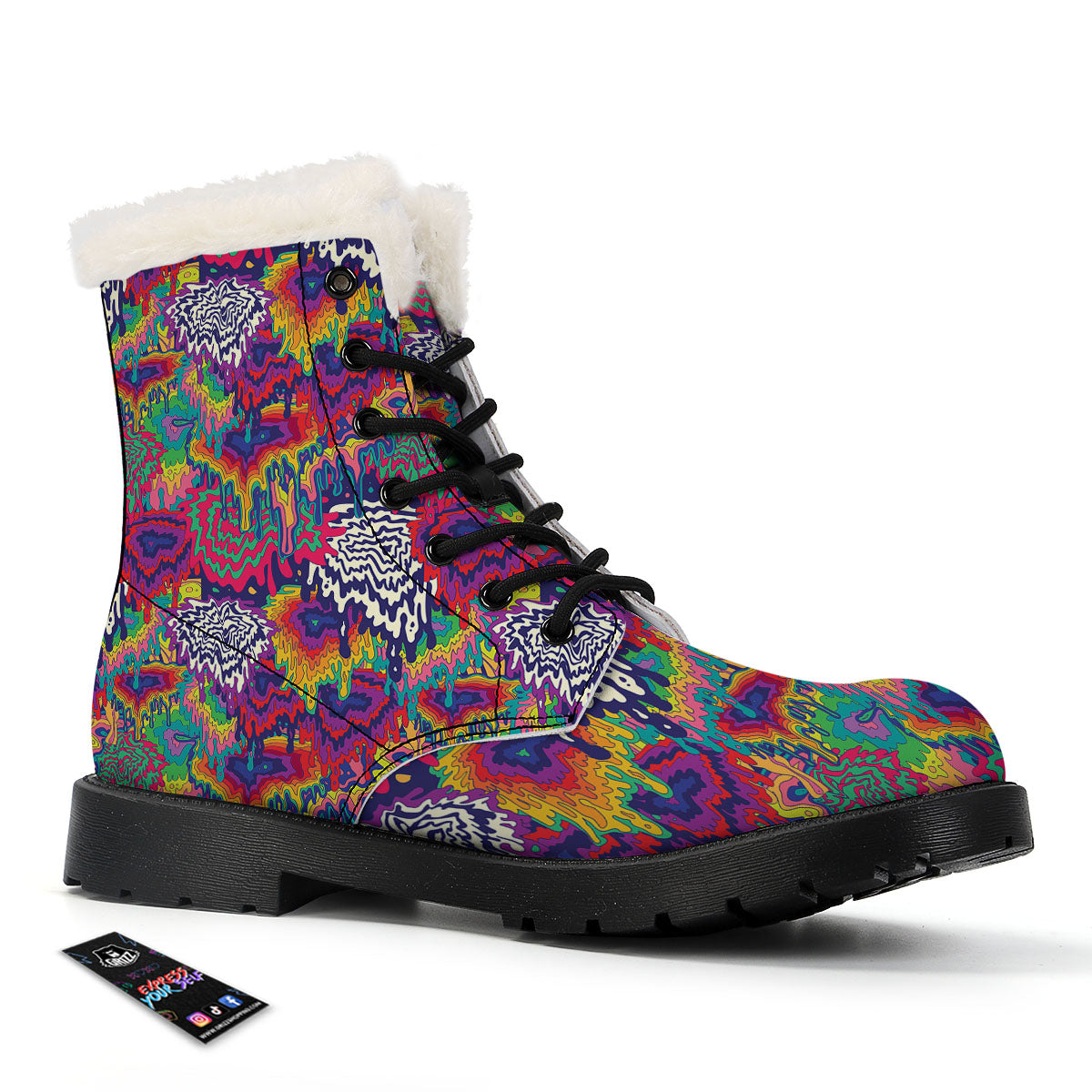 Illusion Psychedelic Print Pattern Winter Boots-grizzshop