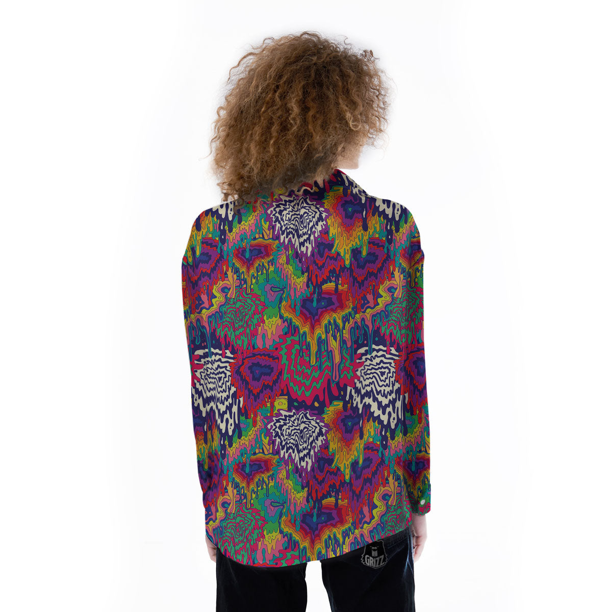 Illusion Psychedelic Print Pattern Women's Long Sleeve Shirts-grizzshop