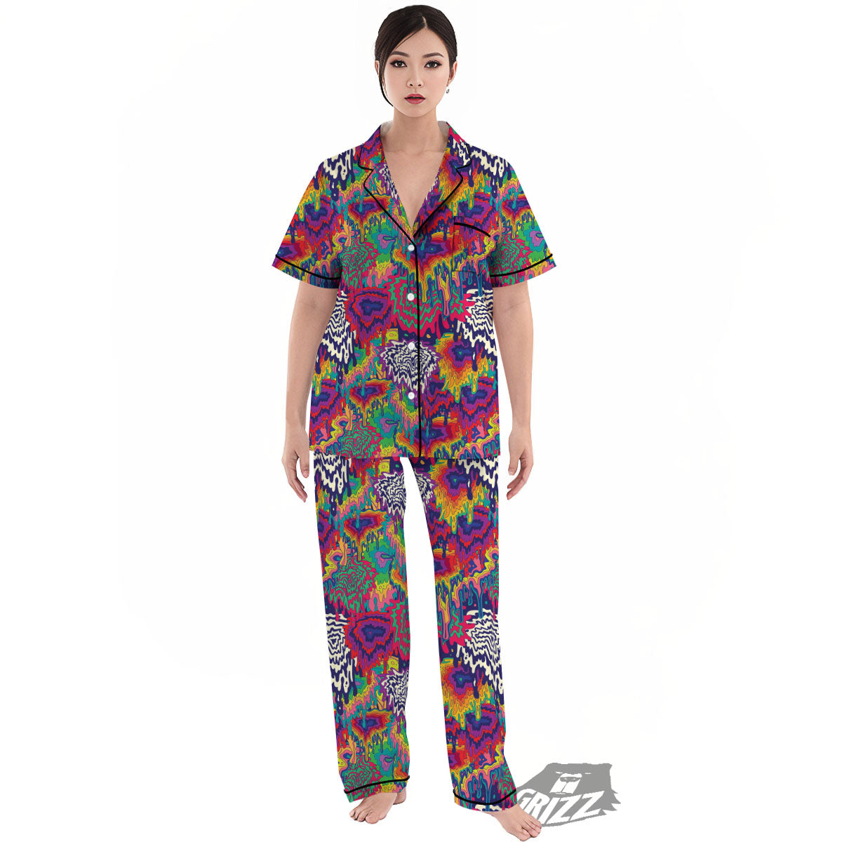 Illusion Psychedelic Print Pattern Women's Pajamas Set-grizzshop