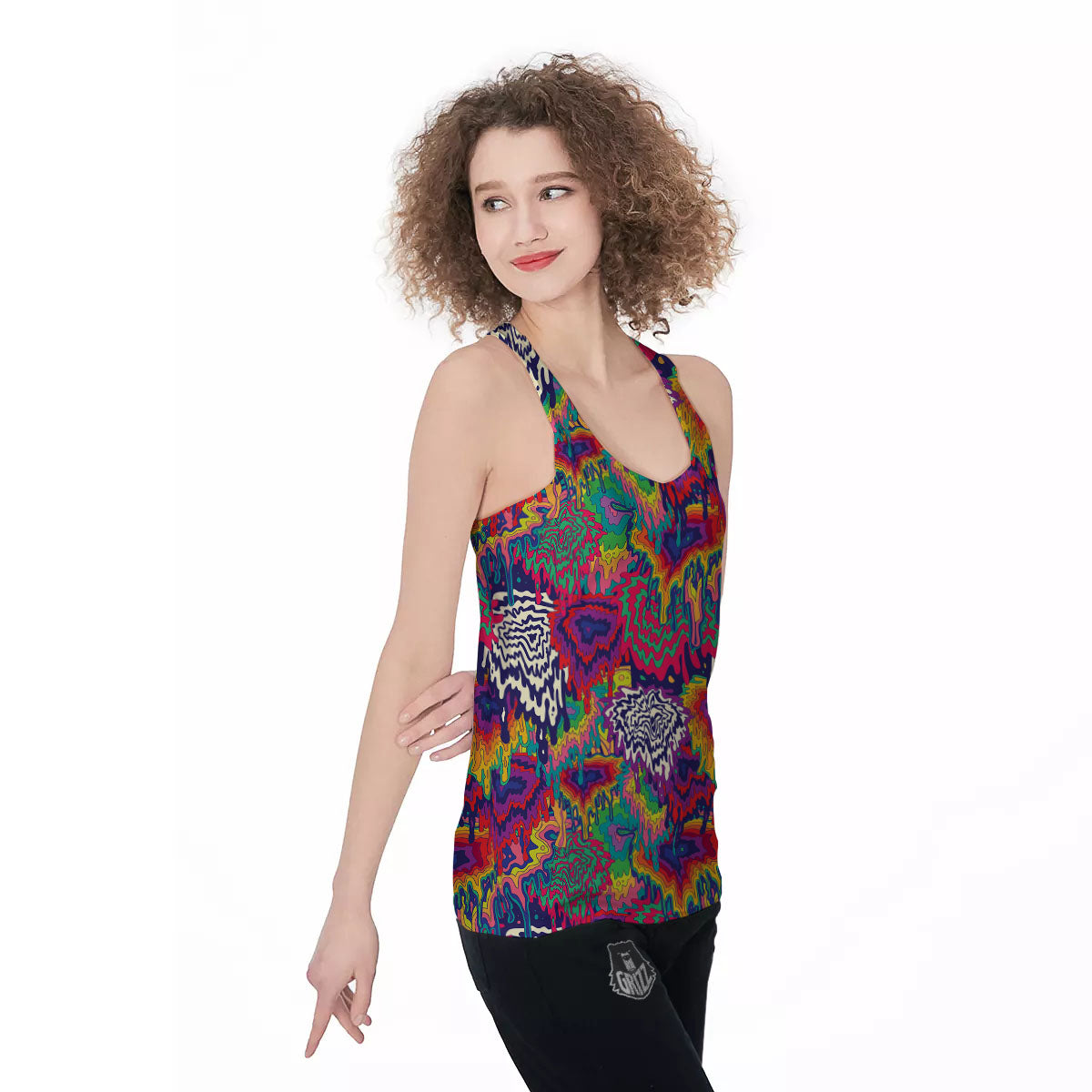 Illusion Psychedelic Print Pattern Women's Racerback Tank Top-grizzshop