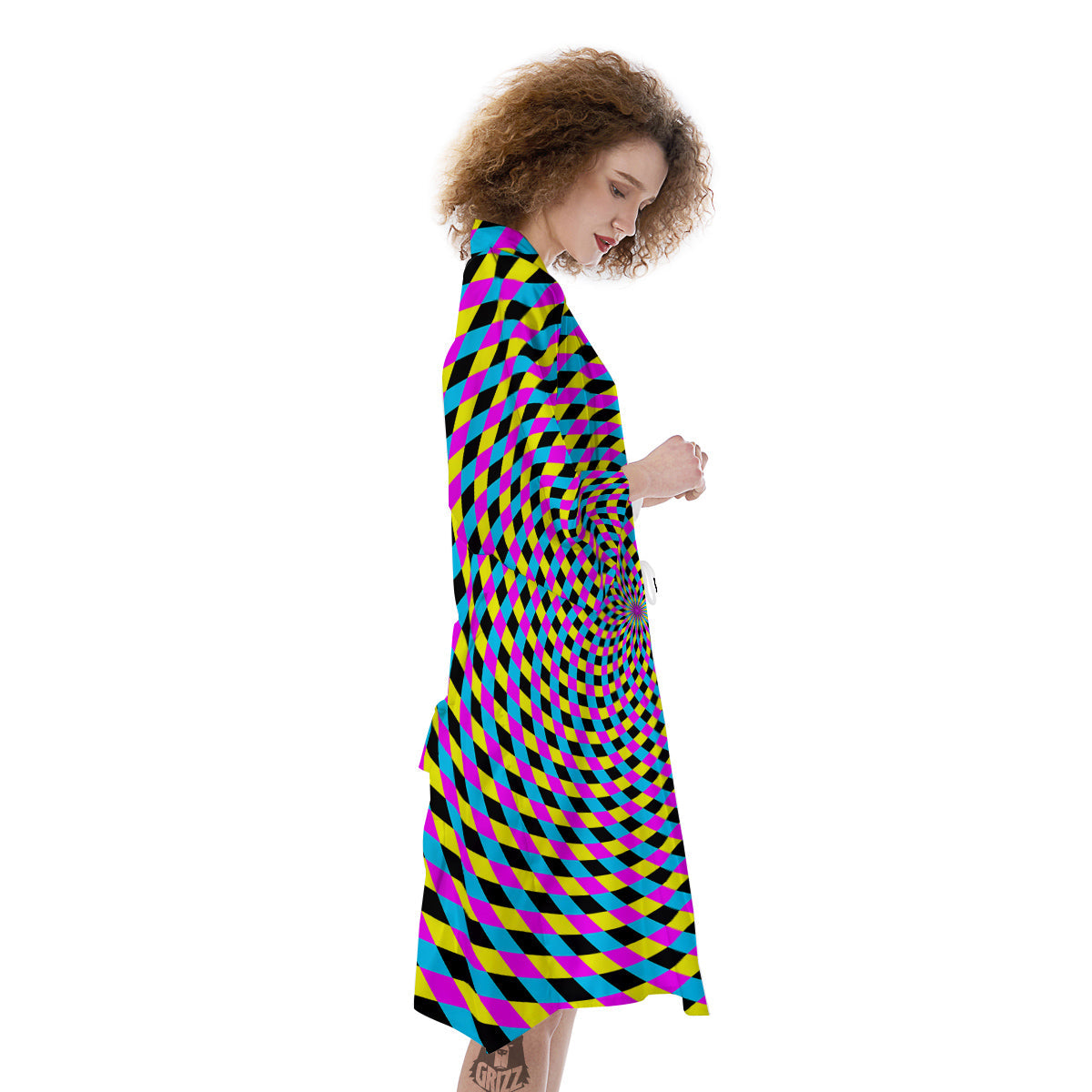 Illusion Spiral Colorful Print Kimono-grizzshop