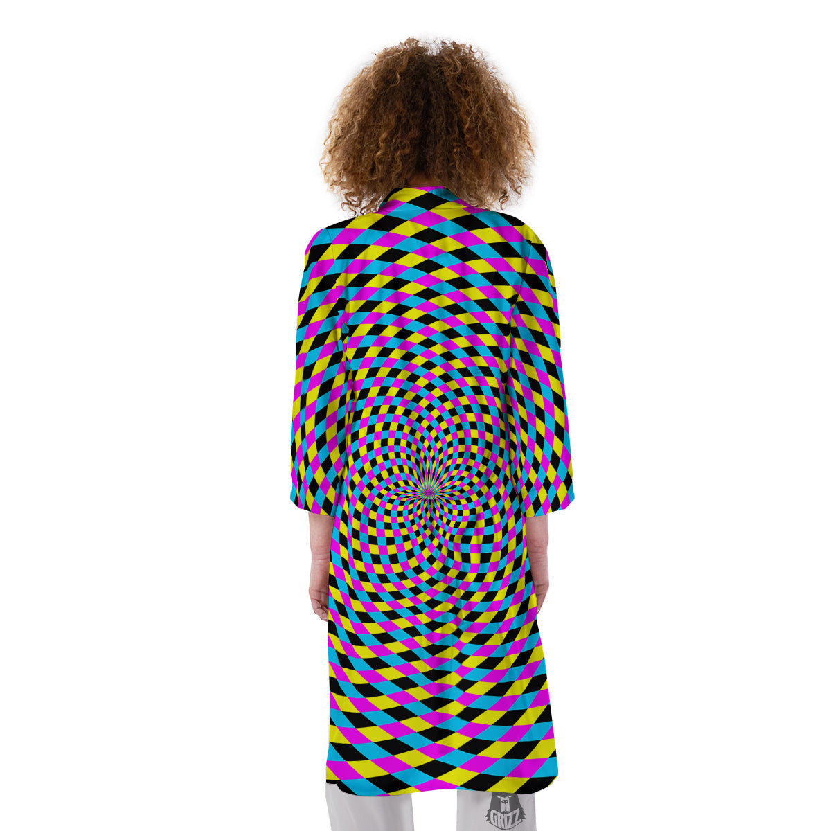 Illusion Spiral Colorful Print Kimono-grizzshop