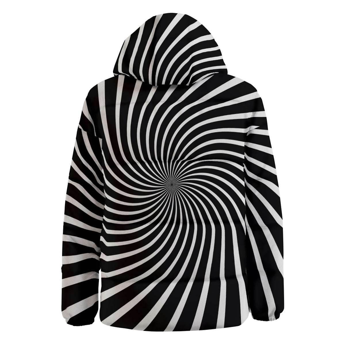 Illusory Motion White And Black Print Down Jacket-grizzshop