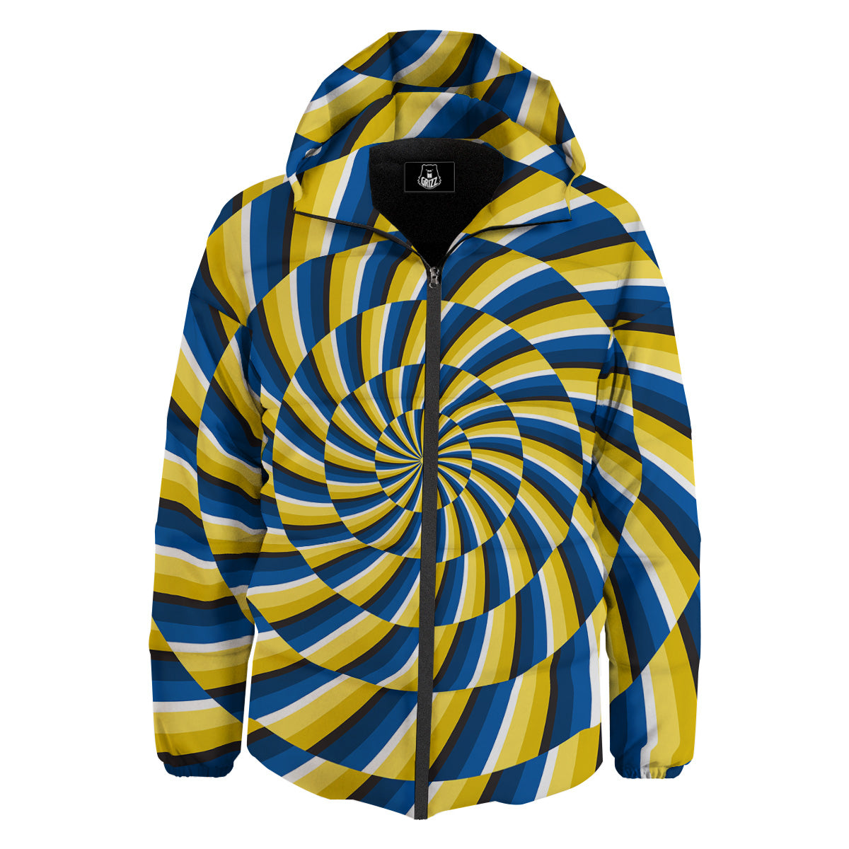 Illusory Motion Yellow And Blue Print Down Jacket-grizzshop