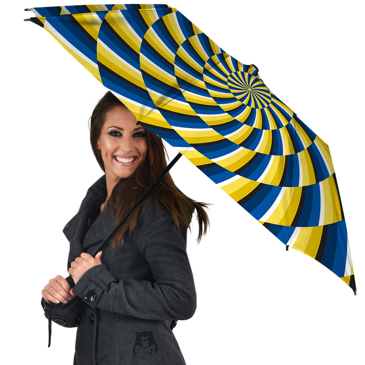 Illusory Motion Yellow And Blue Print Umbrella-grizzshop